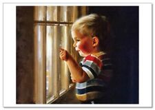 Lovely children-flowers of life Pretty Boy at window KIDS NEW modern Postcard picture