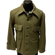 Vtg 50's Korean War Green Thick Wool Men USN Military 1952 US Navy FIELD Shirt L picture