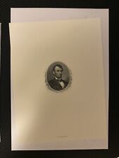 US BEP Engraved Abraham Lincoln Presidential Portrait Print 9”x12” picture