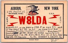 1934 QSL Radio Card Auburn New York W8LDA Robert S. Grant Posted Postcard picture