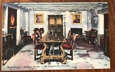 Linen Postcard PM 1951 Main Room In Oldest House In St. Augustine, Florida, FL picture