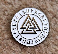 Germanic Norse Valknut Rune Alphabet Vikings Mythology 25mm Metal Enamel Badge  picture