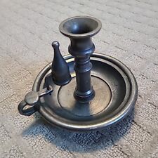 Pewter Handled Candlestick Made In Spain With Candle Snuffer Vintage picture