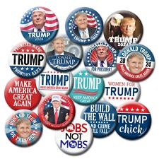 25-Pack BUTTONS - Donald Trump 2024 assorted bulk photo campaign pins MAGA 2-1/4 picture