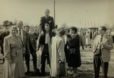 Man On Shoulders Of Another Man In Group Of People B&W Photograph 2.75 x 4 picture