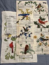 Vintage 1981 & 1986 Tea Towel Calendar Birds picture