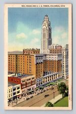 Columbus OH-Ohio, Neil House, A.I.U Tower, Antique Vintage Souvenir Postcard picture