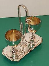 Antique Meriden B Co Silverplate Egg Cups & Caddy Holder picture