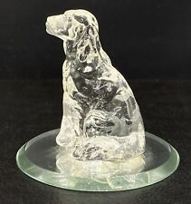 Vintage Clear Crystal  Miniature Sitting Golden Retriver Dog Figurine 2