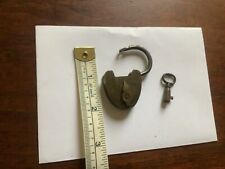 antique brass padlock and key workingwith moveable lock cover incised decoration picture