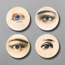 NEW John Derian Threshold Target 4pc Mysterious Gaze Ceramic Eyes Coaster Set picture
