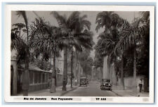 Rio De Janeiro Brazil Postcard Rua Paysandu Trees View c1940's RPPC Photo picture