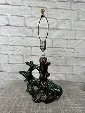 Vintage Mid Century Twisted Tree Table Lamp Art Drip Glaze Ceramic 24.5