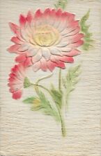 Postcard Raised Felt Flower Airbrushed Plant Made in Germany Novelty Best Wishes picture