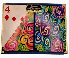 VINTAGE Duratone Plastic Coated Playing Cards Giant Face Set Groovy Floral RARE picture