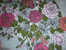 Pr Vtg Sears Pink Salmon Floral Curtains Never Used Roses Zinnias Daisy 21 x45 picture