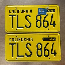 1956 1960 California License Plate Pair # TLS 864 Original Aluminum picture