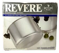 Vintage 1992 Revere Wear 6 QT. Covered Stock Pot STainless Steel Aluminum Bottom picture