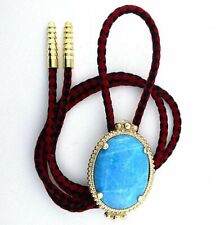 Howlite Turquoise Color Cab Cacochon Gem Gemstone Bola Bolo Tie w/ Cord EPBT58N picture