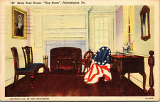 Vtg 1940's Betsy Ross House Flag Room Philadelphia Pennsylvania PA Postcard picture