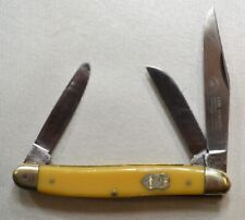 Solingen German Eye Carl Schlieper 3 Blade Yellow Vintage 4 inch Pocket Knife picture