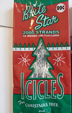 NEW vintage Brite Star Icicles Silver Tinsel, 2000 Strand, 18