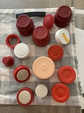 Vintage Lot of Metal Lunchbox Aladdin Thermos Bottle Stopper Caps Cups picture