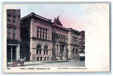 Indianapolis Indiana IN Postcard Public Library Statue on Top c1900's Antique picture