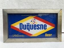 1940s DUQUESNE PILSNER BEER PITTSBURGH REVERSE GLASS LIGHTED SIGN WORKS picture