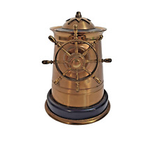Vintage Mechanical Cigarette Dispenser Brass Ship Wheel Lighthouse Nautical Work picture