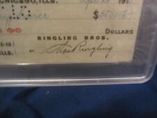 Charles Ringling Barnum & Baileys Circus Autographed 1915 Bank Check PSA SLABBED picture