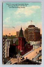 Seattle WA-Washington, Third Avenue, University Street, Vintage c1912 Postcard picture