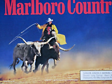 Marlboro Man Cowboy Roping White Longhorn Bull Vintage 1995 Original Print Ad picture