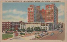 Postcard Rodney Square Showing Library + Delaware Trust Bldg Wilmington DE  picture