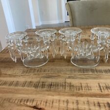 EXQUISITE Set of STATELY Vintage Crystal? Candle Stick Holders Hanging 32 Prisms picture