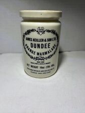 Vintage Glass James Keiller & Son Dundee Orange Marmalade 16 oz. Jar Lid Crock  picture