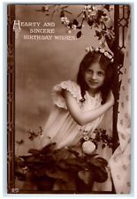 c1910's Birthday Wishes Little Girl Studio Portrait EAS RPPC Photo Postcard picture
