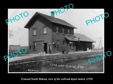 OLD LARGE HISTORIC PHOTO OF ESMOND SOUTH DAKOTA RAILROAD DEPOT STATION c1920 picture