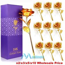 10Pack 24K Gold Plated Rose Flower Birthday Day Wedding Party Romantic Gift USA picture