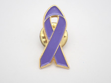 Purple Ribbon Gold Tone Vintage Lapel Pin picture