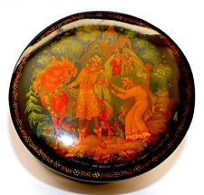 Authentic KHOLUY Soviet USSR Russian Hand Painted Lacquer Box Artist Signed 1960 picture