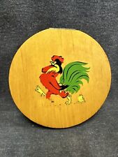 Vintage MCM Hamburger Press Wood Painted Rooster  6” Diameter picture
