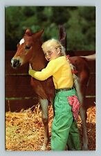 Postcard A Pair of Cuties Little Girl and Her Horse picture