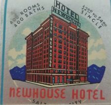 Newhouse hotel Salt Lake City Utah vintage matchbook full unstruck 1930's  picture