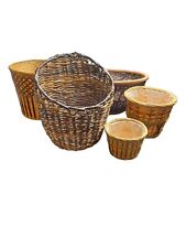 Vintage Basket Wicker Ratan Handwoven Planter Room Boho Bohemian Decor Lot Of 5 picture