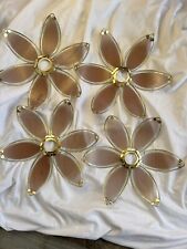 Vintage Hollywood Regency Smoke Glass Gold Frame Lotus Lamp Shade Replacements picture
