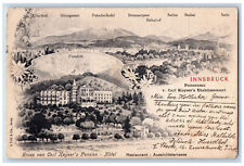 Innsbruck Austria Postcard Greetings from Carl Kayser's Pension 1910 Antique picture