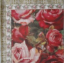 2 individual Paper Decoupage NAPKINS - ANTIQUE ROSES RED/PINK VALENTINES MOTHERS picture