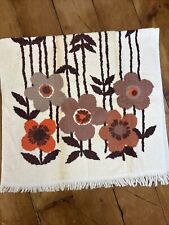 Vintage Cream Floral Bath Towel Made In USA picture
