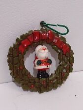 Hallmark Twirl-Abouts Santa in Wreath Christmas Tree Ornament Vintage 1976 picture